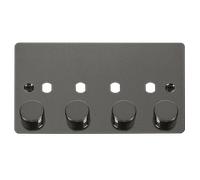 Click Define FPBN154PL Flat Plate 4G Unfurnished Dimmer Plate & Knobs (1600W Max) - Black Nickel