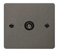 Click Define FPBN158BK Flat Plate Single Co-Axial Outlet (Isolated) - Black Nickel (Black)