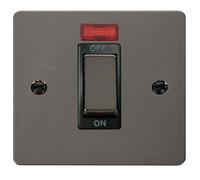 Click Define FPBN501BK Flat Plate 45A Ingot 1G Double Pole Switch + Neon - Black Nickel (Black)