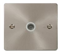 Click Define FPBS065WH Flat Plate Single Co-Axial Outlet (Non-Isolated) - Brushed Stainless (White)
