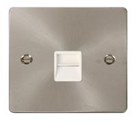 Click Define FPBS120WH Flat Plate Single Master Telephone Outlet - Brushed Stainless (White)