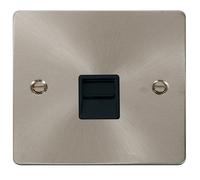 Click Define FPBS125BK Flat Plate Single Secondary Telephone Outlet - Brushed Stainless (Black)