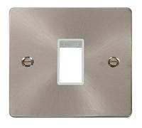 Click Define FPBS401WH Flat Plate 1G MiniGrid Unfurnished Front Plate - Brushed Stainless (White)