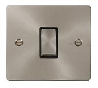Click Define FPBS411BK Flat Plate 10AX Ingot 1-Gang 2-Way Plate Switch - Brushed Stainless (Black)