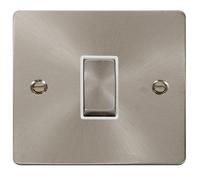 Click Define FPBS411WH Flat Plate 10AX Ingot 1-Gang 2-Way Plate Switch - Brushed Stainless (White)