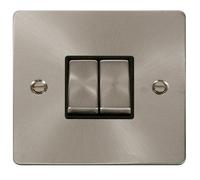 Click Define FPBS412BK Flat Plate 10AX Ingot 2-Gang 2-Way Plate Switch - Brushed Stainless (Black)