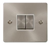 Click Define FPBS412WH Flat Plate 10AX Ingot 2-Gang 2-Way Plate Switch - Brushed Stainless (White)