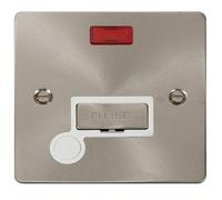 Click Define FPBS553WH Flat Plate 13A Ingot Fused Spur + Neon + Flex Outlet - Brushed Stainless (White)