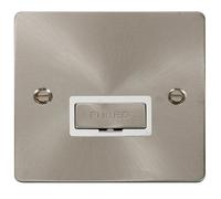 Click Define FPBS750WH Flat Plate 13A Ingot Fused Spur - Brushed Stainless (White)