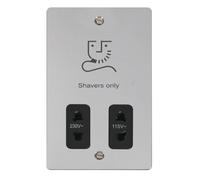 Click Define FPCH100BK Flat Plate 115V/230V Dual Voltage Shaver Socket - Polished Chrome (Black)