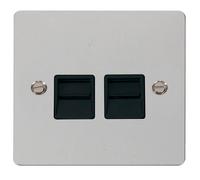 Click Define FPCH126BK Flat Plate Twin Secondary Telephone Outlet - Polished Chrome (Black)
