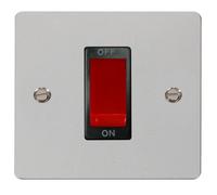 Click Define FPCH200BK Flat Plate 45A 1G Double Pole Switch - Polished Chrome (Black)