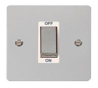 Click Define FPCH500WH Flat Plate 45A Ingot 1G Double Pole Switch - Polished Chrome (White)