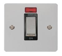Click Define FPCH501BK Flat Plate 45A Ingot 1G Double Pole Switch + Neon - Polished Chrome (Black)