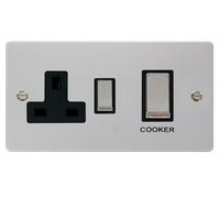 Click Define FPCH504BK Flat Plate 45A Ingot 2G DP Switch + 13A DP Switched Socket - Polished Chrome (Black)