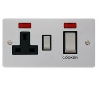 Click Define FPCH505BK Flat Plate 45A Ingot 2G DP Switch + 13A DP Switched Socket + Neon - Polished Chrome (Black)