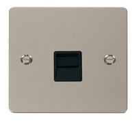 Click Define FPPN120BK Flat Plate Single Master Telephone Outlet - Pearl Nickel (Black)