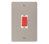 Click Define FPPN202WH Flat Plate 45A 2G Double Pole Switch (Vertical) - Pearl Nickel (White)