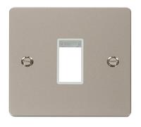 Click Define FPPN401WH Flat Plate 1G MiniGrid Unfurnished Front Plate - Pearl Nickel (White)