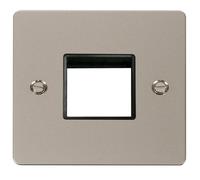 Click Define FPPN402BK Flat Plate 2G MiniGrid Unfurnished Front Plate - Pearl Nickel (Black)
