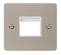 Click Define FPPN402WH Flat Plate 2G MiniGrid Unfurnished Front Plate - Pearl Nickel (White)