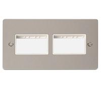 Click Define FPPN406WH Flat Plate 6G MiniGrid Unfurnished Front Plate - Pearl Nickel (White)