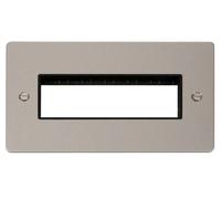 Click Define FPPN426BK Flat Plate 2G MiniGrid Unfurnished Front Plate (6 In-Line) - Pearl Nickel (Black)