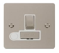 Click Define FPPN551WH Flat Plate 13A Ingot DP Switched Fused Spur + Flex Outlet - Pearl Nickel (White)