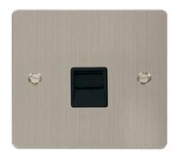 Click Define FPSS125BK Flat Plate Single Secondary Telephone Outlet - Stainless Steel (Black)