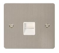 Click Define FPSS125WH Flat Plate Single Secondary Telephone Outlet - Stainless Steel (White)