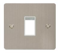 Click Define FPSS401WH Flat Plate 1G MiniGrid Unfurnished Front Plate - Stainless Steel (White)