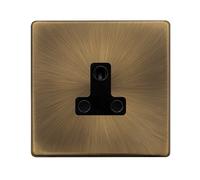 Click Definity Complete SFAB038BK 5A Round Pin Socket - Antique Brass Cover Plate - Black Insert