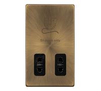 Click Definity Complete SFAB100BK 115/230V Dual Voltage Shaver Socket - Antique Brass Cover Plate - Black Insert