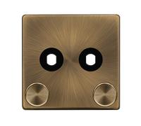 Click Definity Complete SFAB142PL 2 Gang Unfurnished Dimmer Plate & Knobs - Antique Brass
