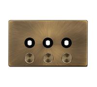 Click Definity Complete SFAB143PL 3 Gang Unfurnished Dimmer Plate & Knobs - Antique Brass