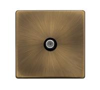 Click Definity Complete SFAB156BK Non-Isolated Single Satellite Outlet - Antique Brass Cover Plate - Black Insert