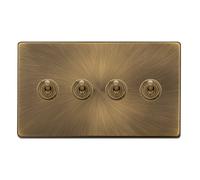 Click Definity Complete SFAB424 10AX 4 Gang 2 Way Toggle Switch - Antique Brass