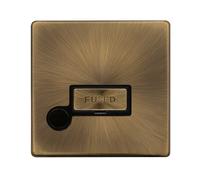 Click Definity Complete SFAB550BK 13A Ingot Fused Connection Unit With Optional Flex Outlet - Antique Brass Cover Plate - Black Insert