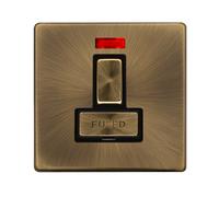 Click Definity Complete SFAB752BK 13A Ingot Switched Fused Connection Unit With Neon - Antique Brass Cover Plate - Black Insert
