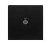 Click Definity Complete SFBK065BK Single Non-Isolated Coaxial Outlet - Matt Black Cover Plate - Black Insert