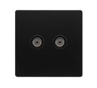 Click Definity Complete SFBK066BK Twin Non-Isolated Coaxial Outlet - Matt Black Cover Plate - Black Insert