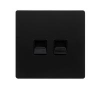 Click Definity Complete SFBK126BK Twin Telephone Secondary Outlet - Matt Black Cover Plate - Black Insert