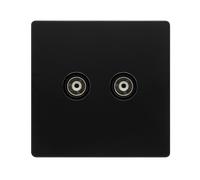 Click Definity Complete SFBK159BK Twin Isolated Coaxial Outlet - Matt Black Cover Plate - Black Insert
