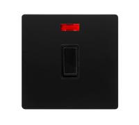 Click Definity Complete SFBK623BK 20A Double Pole Switch With Neon - Matt Black Cover Plate - Black Insert