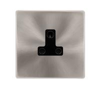 Click Definity Complete SFBS038BK 5A Round Pin Socket - Brushed Steel Cover Plate - Black Insert