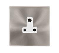 Click Definity Complete SFBS038PW 5A Round Pin Socket - Brushed Steel Cover Plate - Polar White Insert