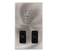 Click Definity Complete SFBS100BK 115/230V Dual Voltage Shaver Socket - Brushed Steel Cover Plate - Black Insert