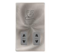 Click Definity Complete SFBS100GY 115/230V Dual Voltage Shaver Socket - Brushed Steel Cover Plate - Grey Insert