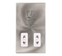 Click Definity Complete SFBS100PW 115/230V Dual Voltage Shaver Socket - Brushed Steel Cover Plate - Polar White Insert