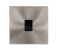 Click Definity Complete SFBS125BK Single Telephone Secondary Outlet - Brushed Steel Cover Plate - Black Insert